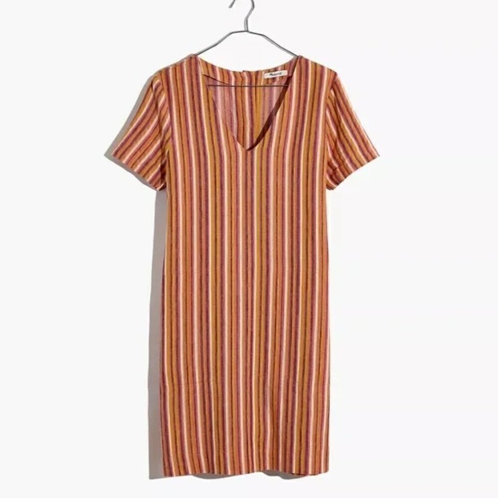 Madewell Button Back Easy Dress in Rainbow Stripe Size XS - Picture 4 of 5